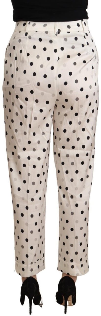 Ermanno Scervino White Polka Dotted High Waist Tapered Pants Wit