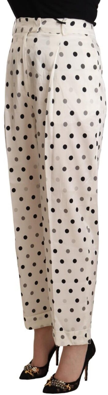 Ermanno Scervino White Polka Dotted High Waist Tapered Pants Wit
