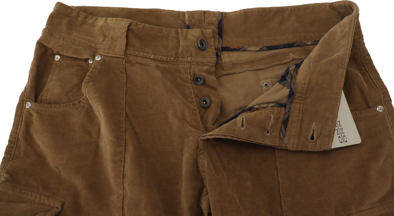 Ermanno Scervino Brown Cotton Corduroy Cargo Pants Zwart