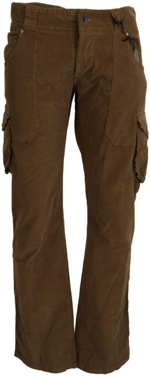 Ermanno Scervino Brown Cotton Corduroy Cargo Pants Zwart