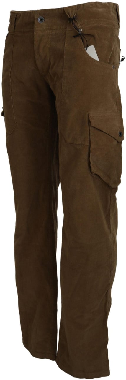 Ermanno Scervino Brown Cotton Corduroy Cargo Pants Zwart