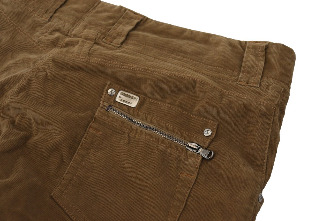 Ermanno Scervino Brown Cotton Corduroy Cargo Pants Zwart