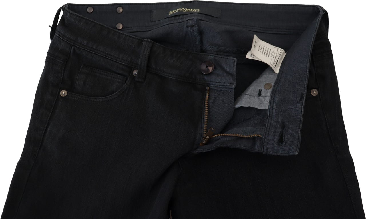 Ermanno Scervino Black Cotton Slim Fit Women Denim Jeans Zwart