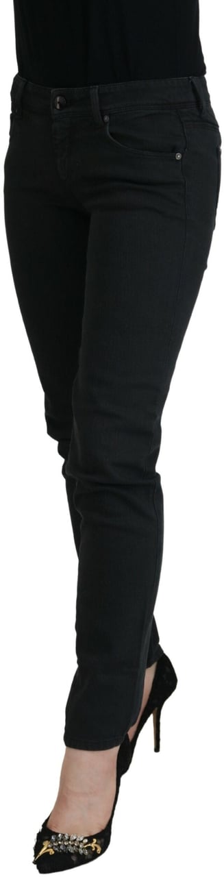 Ermanno Scervino Black Cotton Slim Fit Women Denim Jeans Zwart