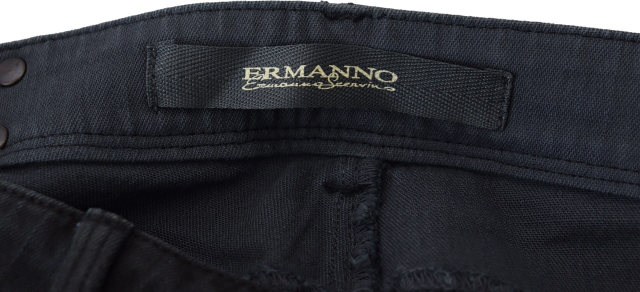 Ermanno Scervino Black Cotton Slim Fit Women Denim Jeans Zwart