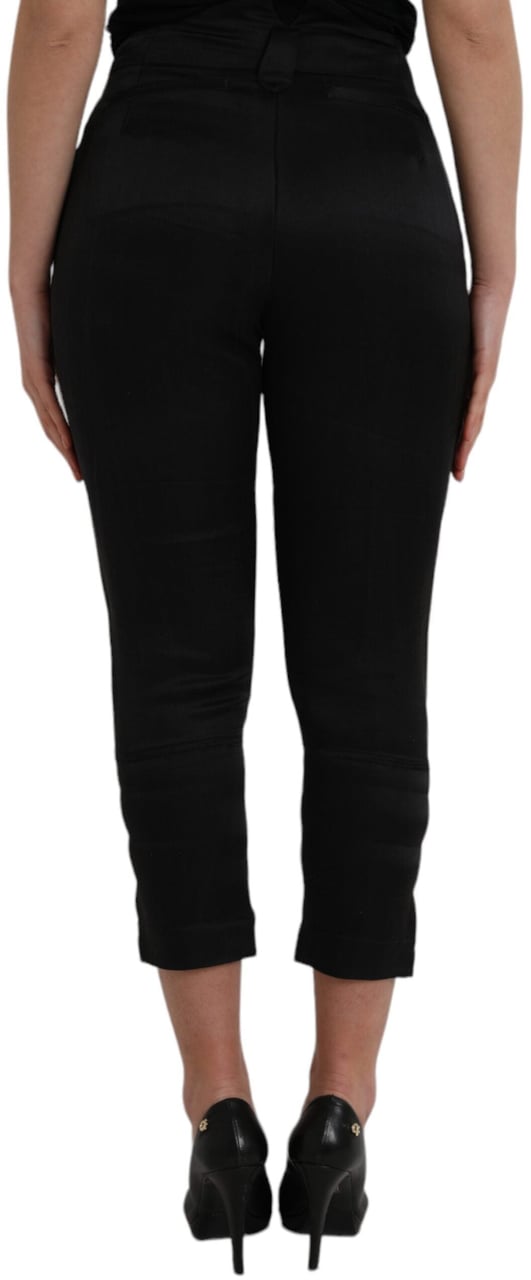 Ermanno Scervino Black High Waist Capri Cropped Pants Zwart