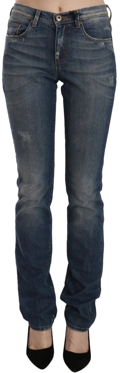 Ermanno Scervino Blue Washed Boot Cut Casual Denim Pants Jeans Blauw