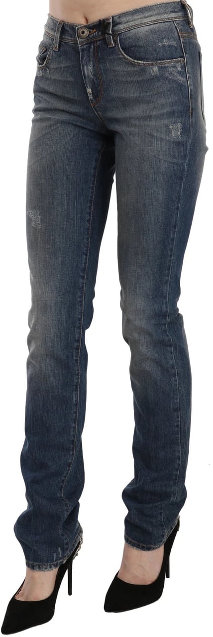 Ermanno Scervino Blue Washed Boot Cut Casual Denim Pants Jeans Blauw