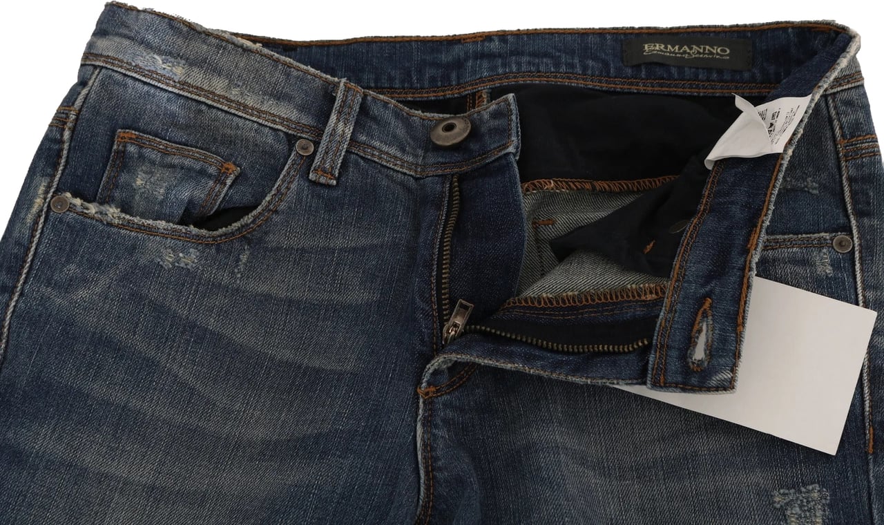 Ermanno Scervino Blue Washed Boot Cut Casual Denim Pants Jeans Blauw