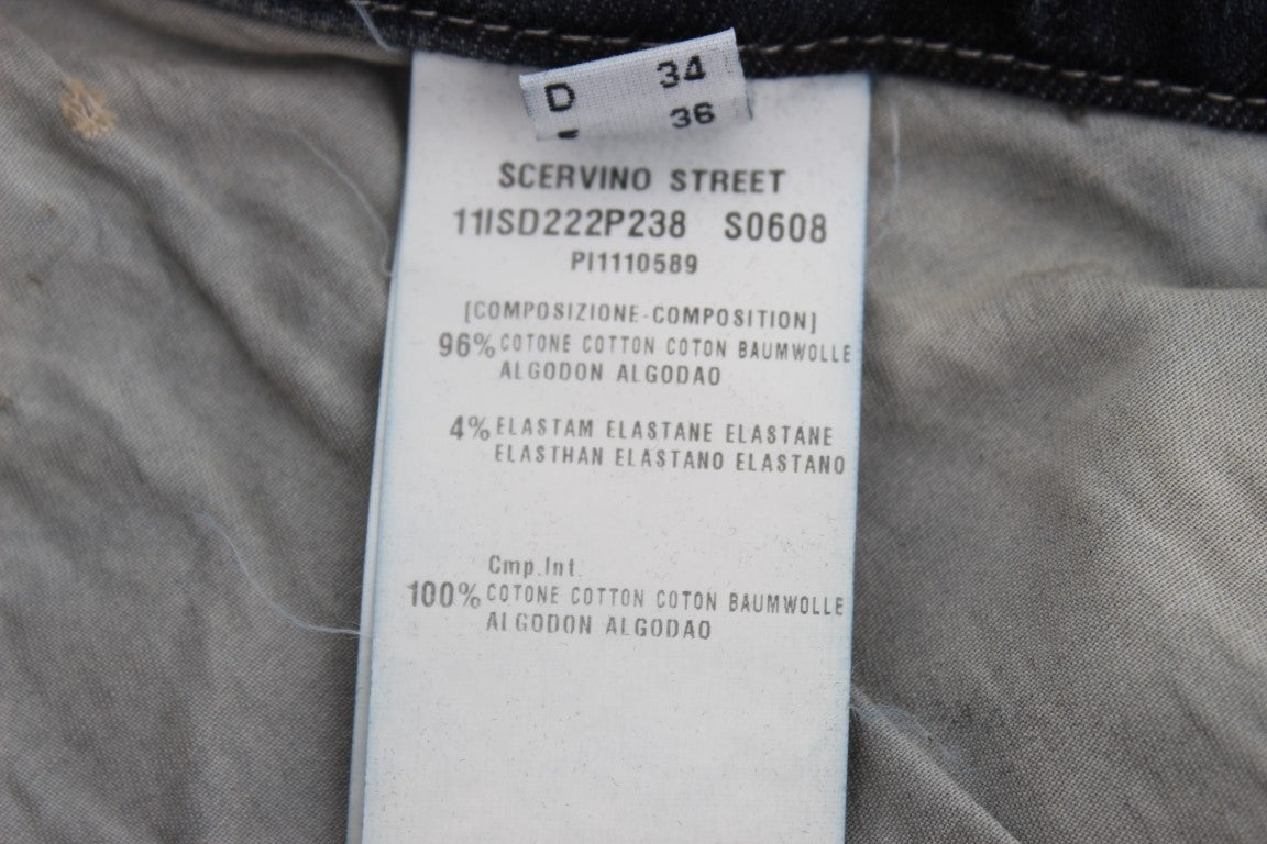 Ermanno Scervino Blue Cotton Blend Slim Fit Jeans Blauw