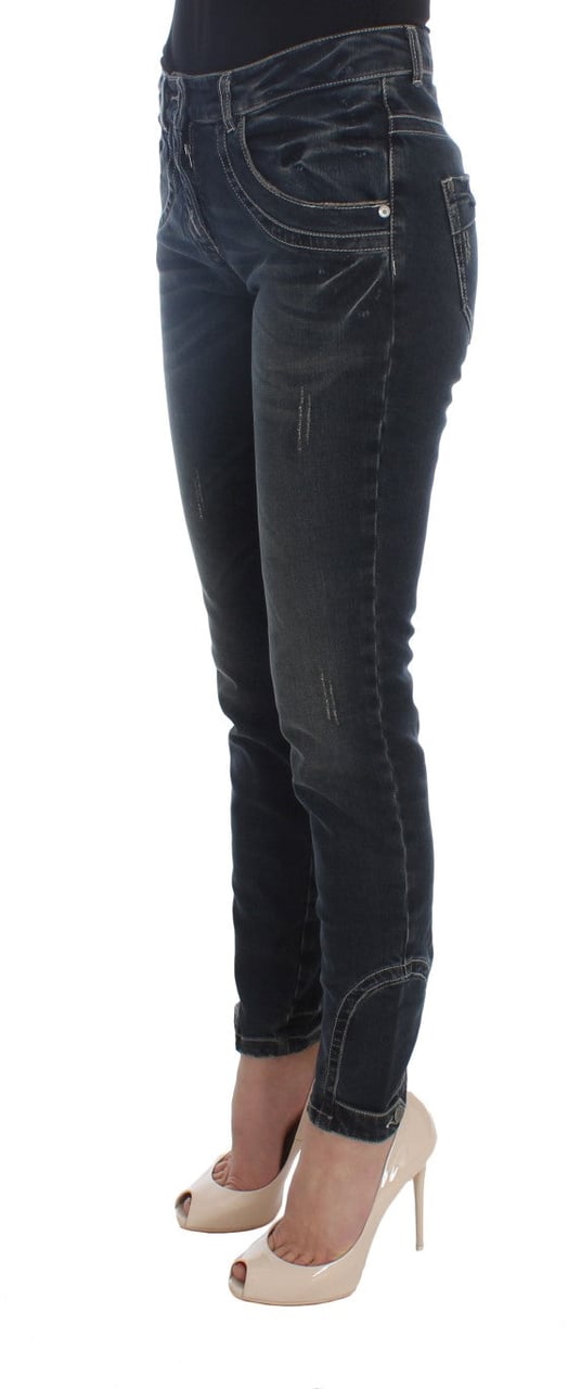 Ermanno Scervino Blue Cotton Blend Slim Fit Jeans Blauw