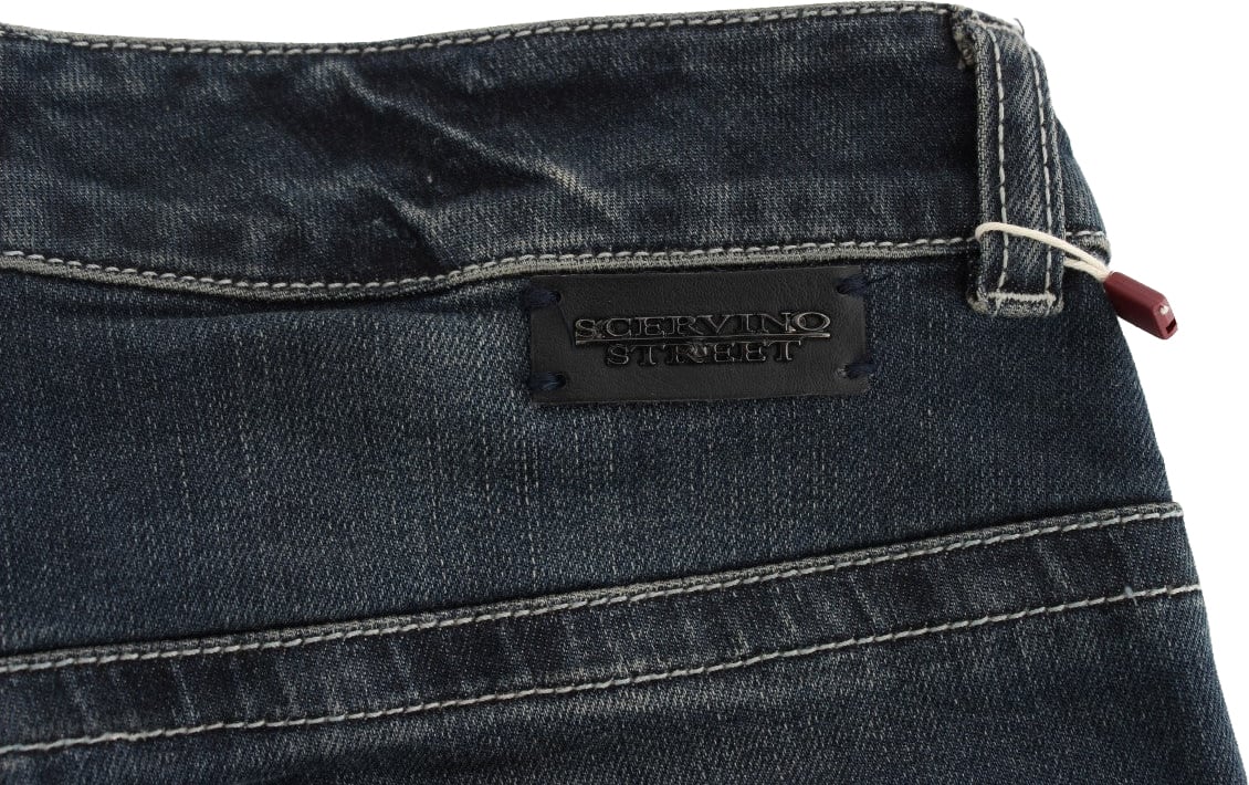 Ermanno Scervino Blue Cotton Blend Slim Fit Jeans Blauw