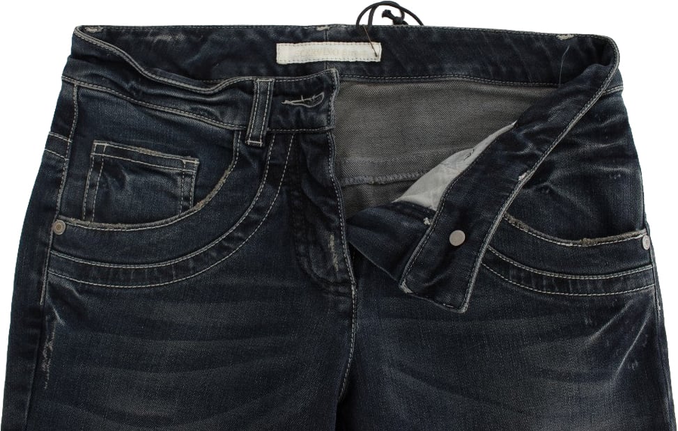 Ermanno Scervino Blue Cotton Blend Slim Fit Jeans Blauw