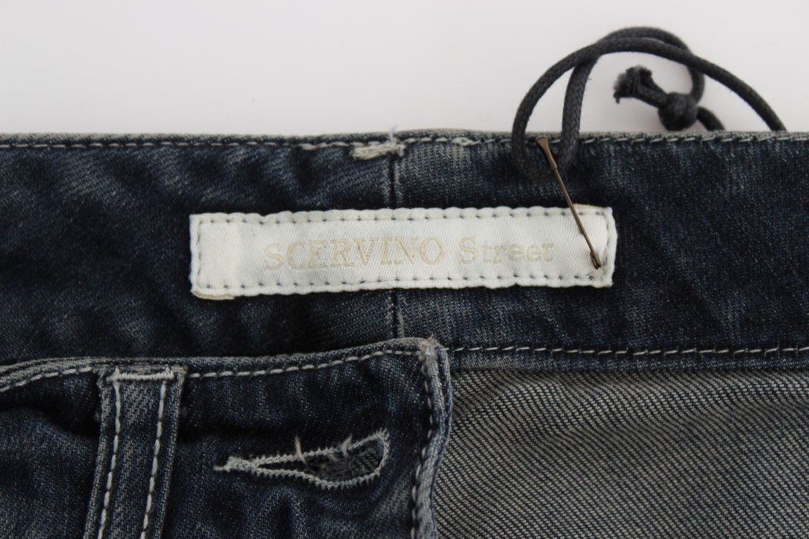 Ermanno Scervino Blue Cotton Blend Slim Fit Jeans Blauw