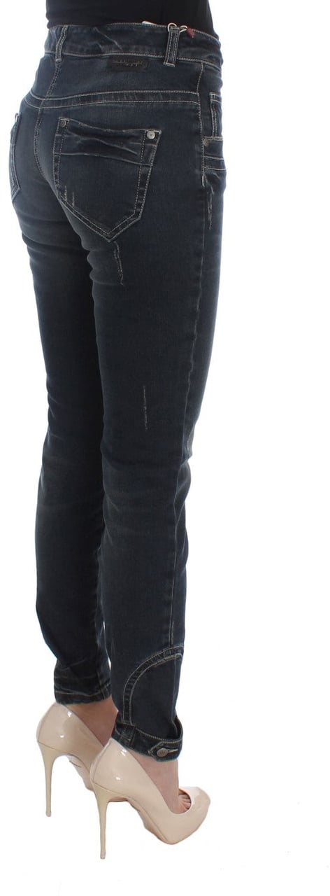 Ermanno Scervino Blue Cotton Blend Slim Fit Jeans Blauw