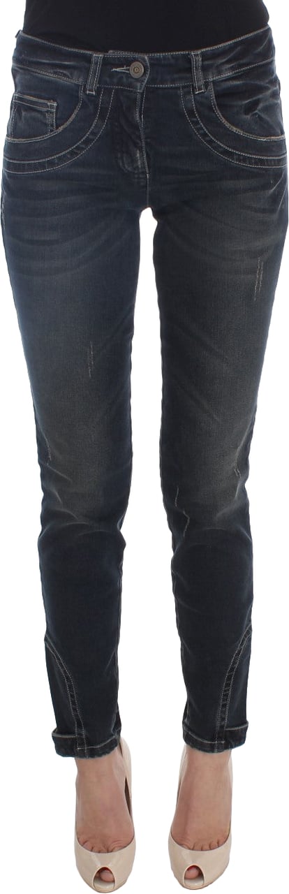 Ermanno Scervino Blue Cotton Blend Slim Fit Jeans Blauw
