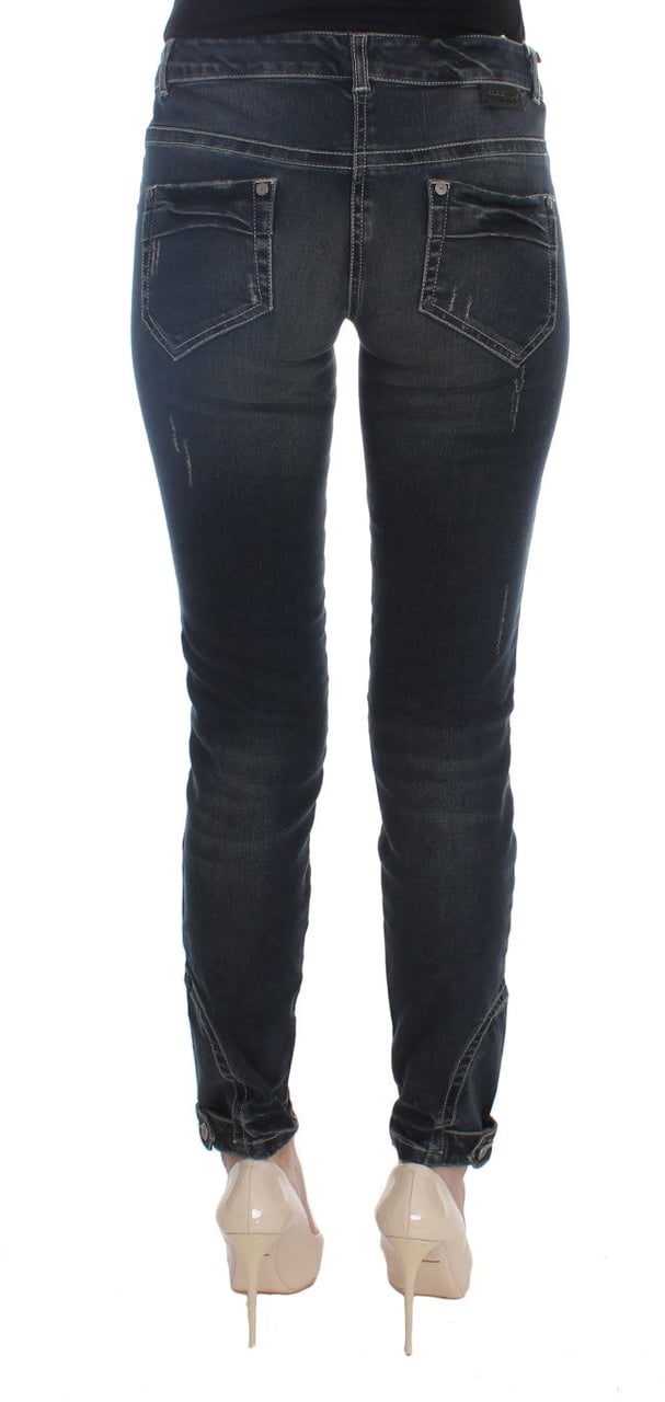 Ermanno Scervino Blue Cotton Blend Slim Fit Jeans Blauw