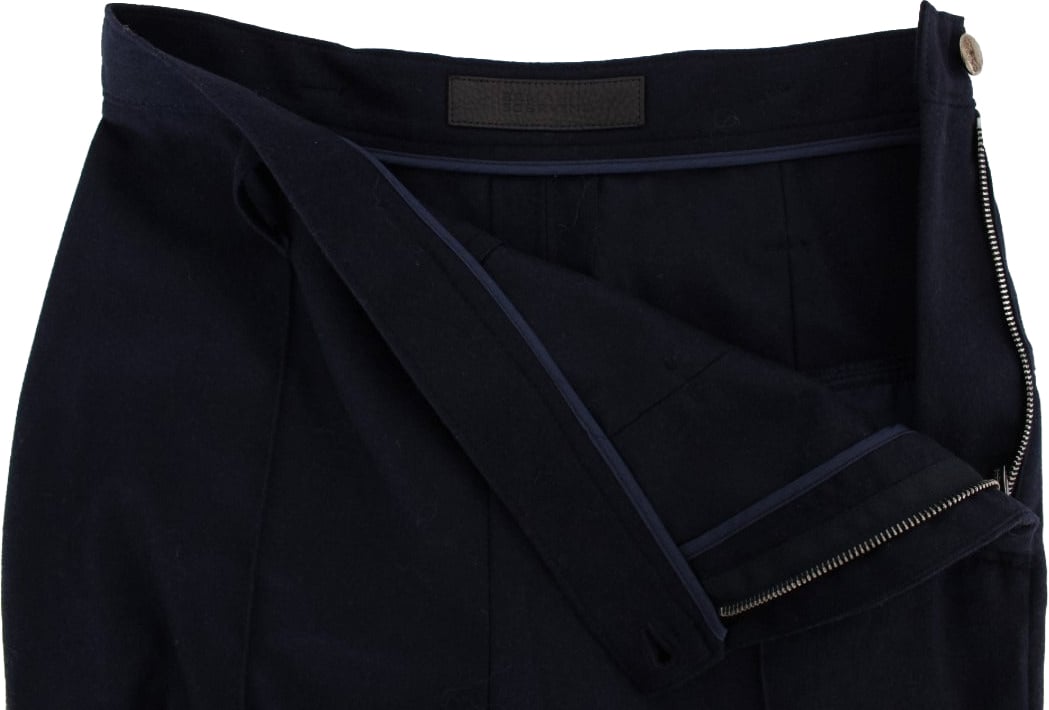 Ermanno Scervino Blue Virgin Wool Slim Fit Casual Pants Blauw
