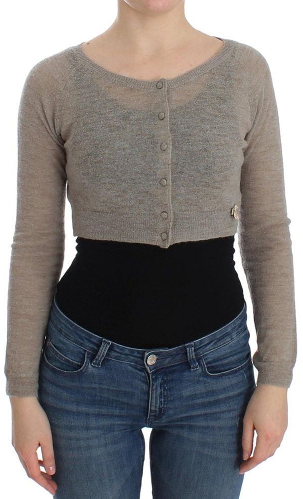 Ermanno Scervino Beige Alpaca Leather Cardigan Beige