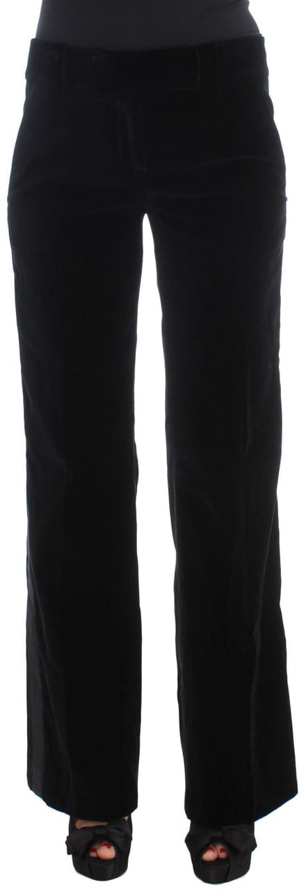 Ermanno Scervino Black Viscose Pants Zwart
