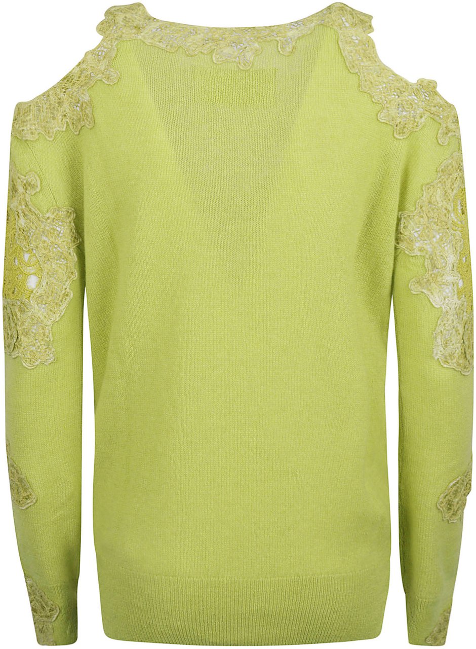 Ermanno Scervino Intricate Lace Detail Long-Sleeved Top Groen