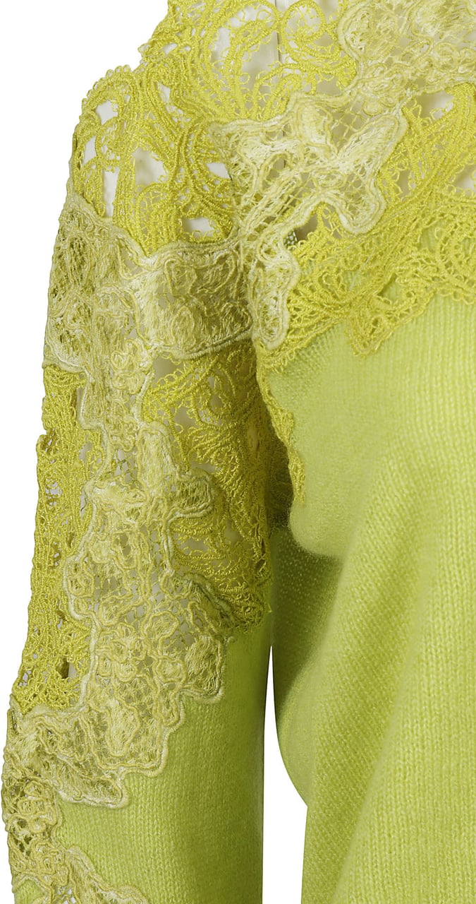 Ermanno Scervino Intricate Lace Detail Long-Sleeved Top Groen
