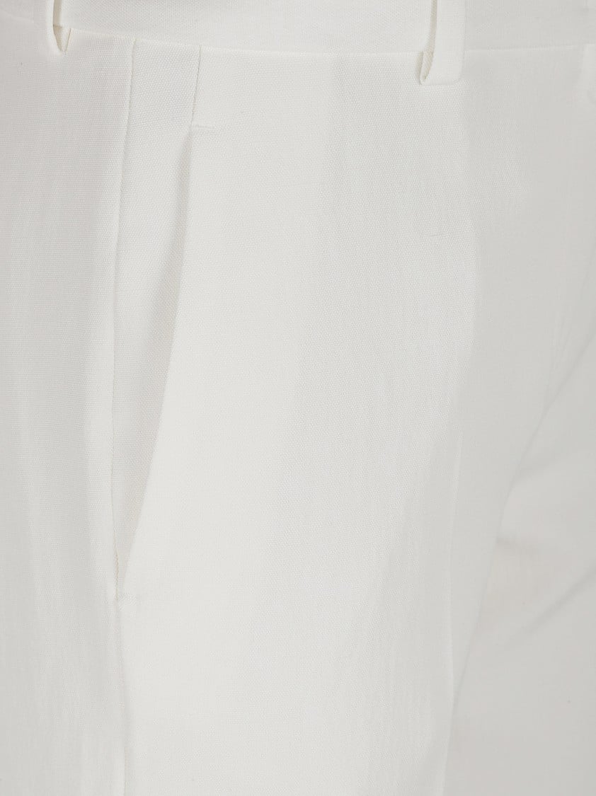Ermanno Scervino Tailored White Trousers With Structured Waistband Wit