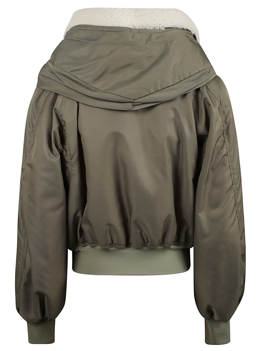 Ermanno Scervino Short Coat With Shearling Hood Grijs