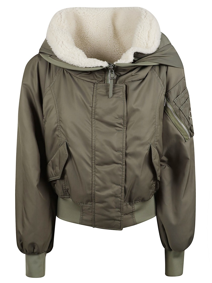 Ermanno Scervino Short Coat With Shearling Hood Grijs