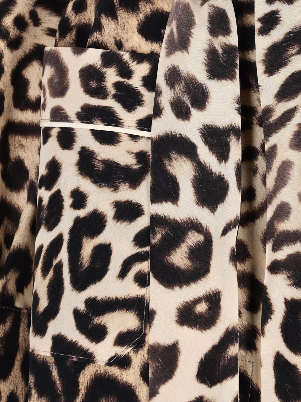 Ermanno Scervino Brown Silk Pajama Shirt, All-Over Animal Print Bruin
