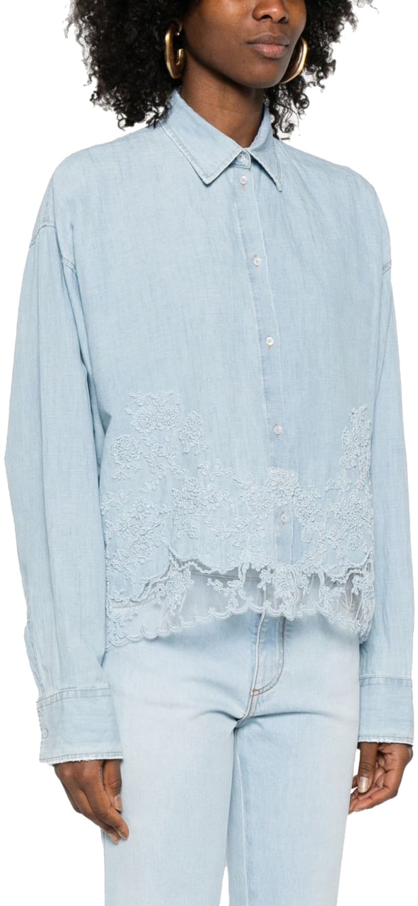 Ermanno Scervino Shirts Clear Blue Blauw