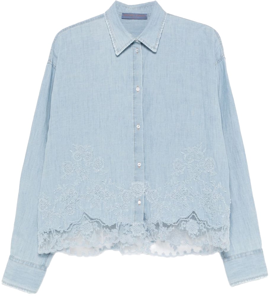 Ermanno Scervino Shirts Clear Blue Blauw