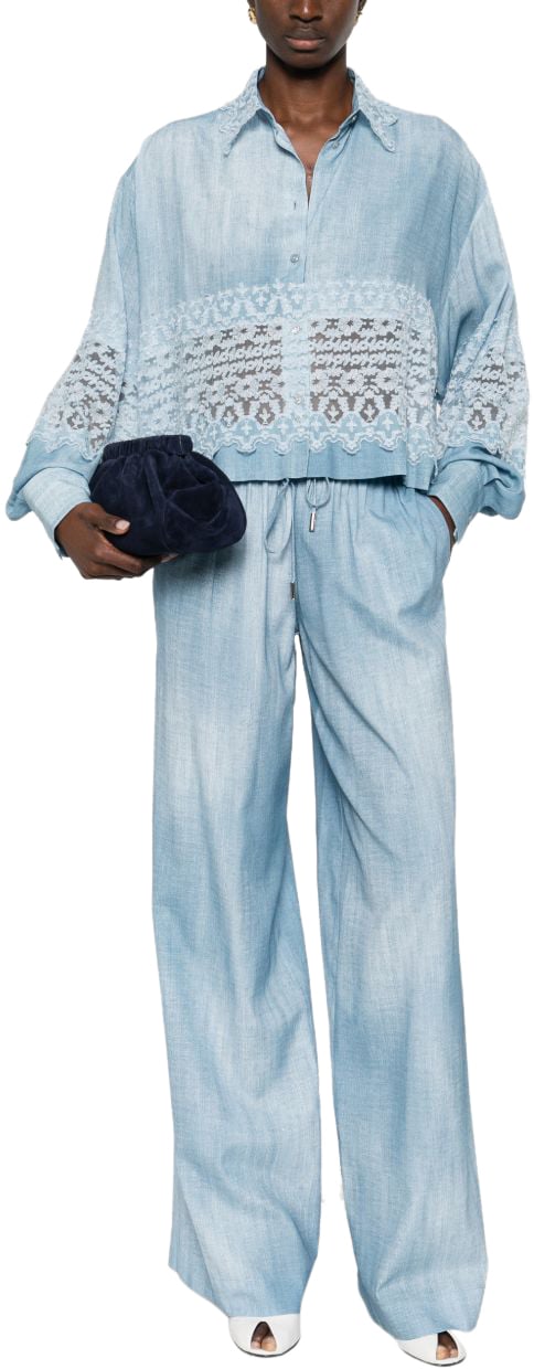 Ermanno Scervino Shirts Clear Blue Blauw