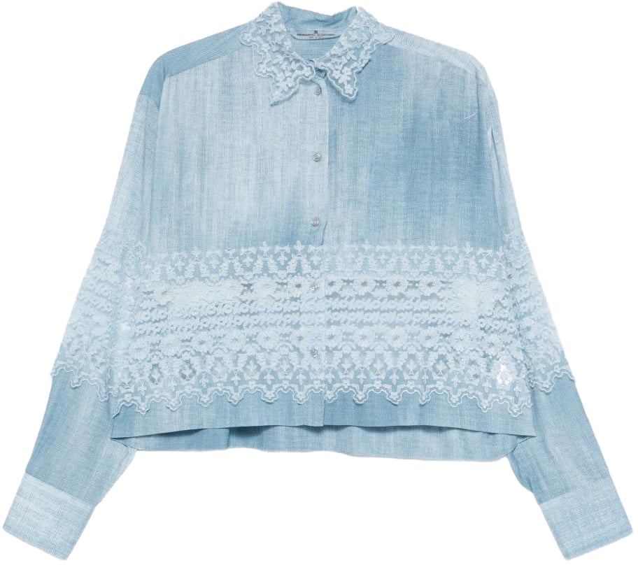 Ermanno Scervino Shirts Clear Blue Blauw