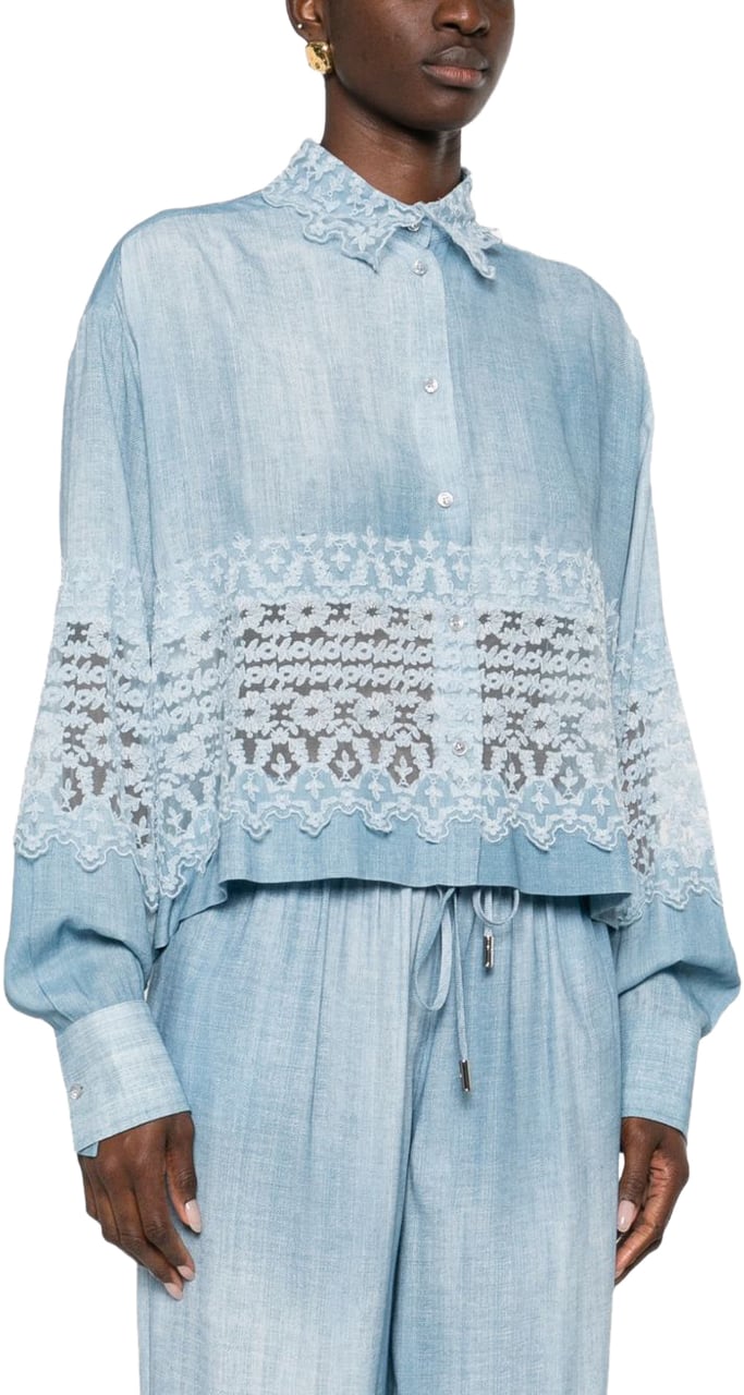 Ermanno Scervino Shirts Clear Blue Blauw