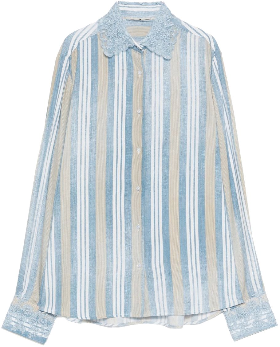 Ermanno Scervino Shirts Clear Blue Blauw