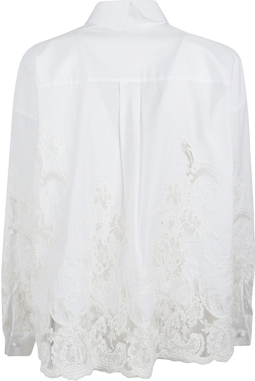 Ermanno Scervino White Intricate Lace Detail Cotton Blouse Wit