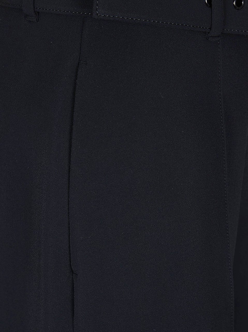 Ermanno Scervino High-Waisted Black Crepe Wide-Leg Trousers with Belt and Pleats Zwart