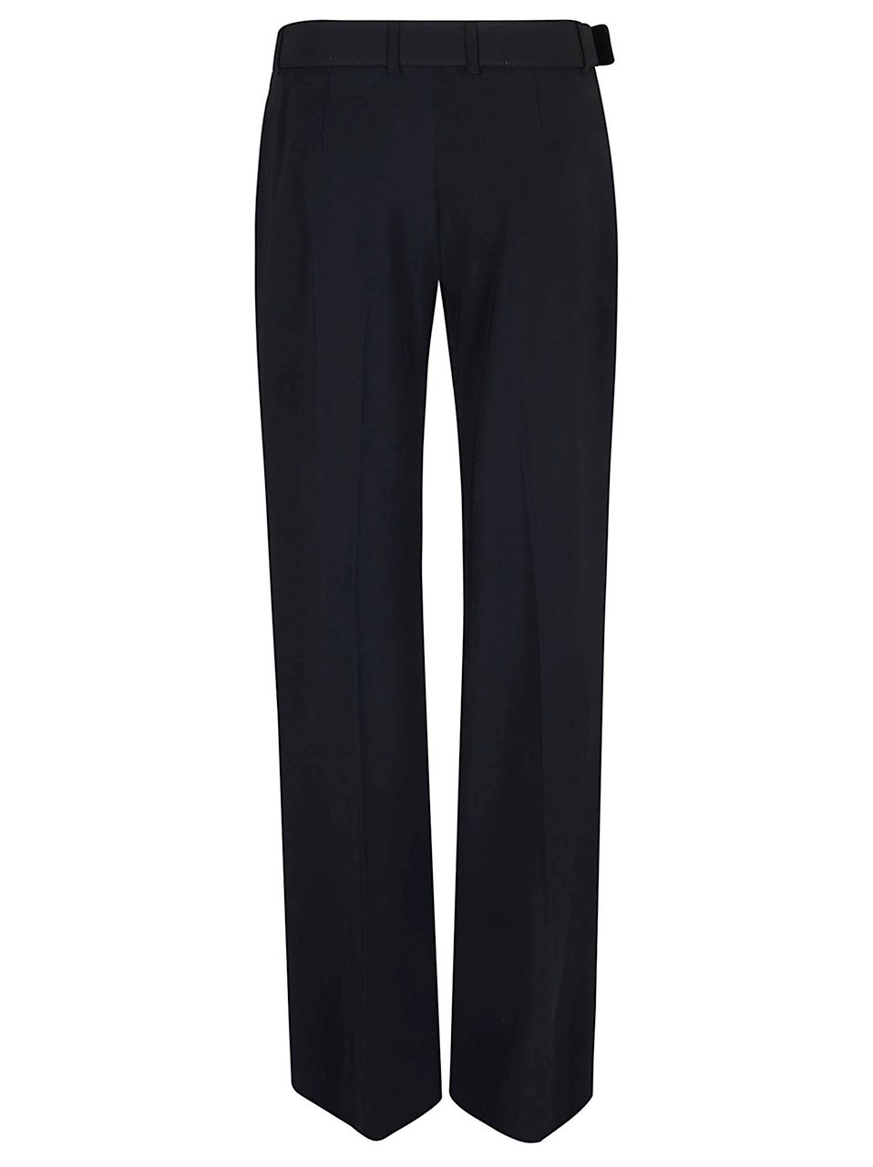 Ermanno Scervino High-Waisted Black Crepe Wide-Leg Trousers with Belt and Pleats Zwart