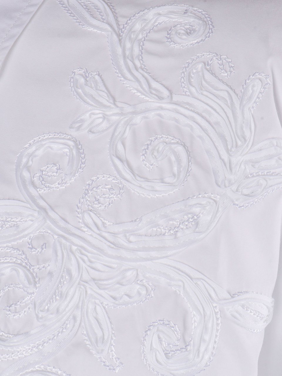 Ermanno Scervino White Cropped Floral Embroidered Shirt Wit