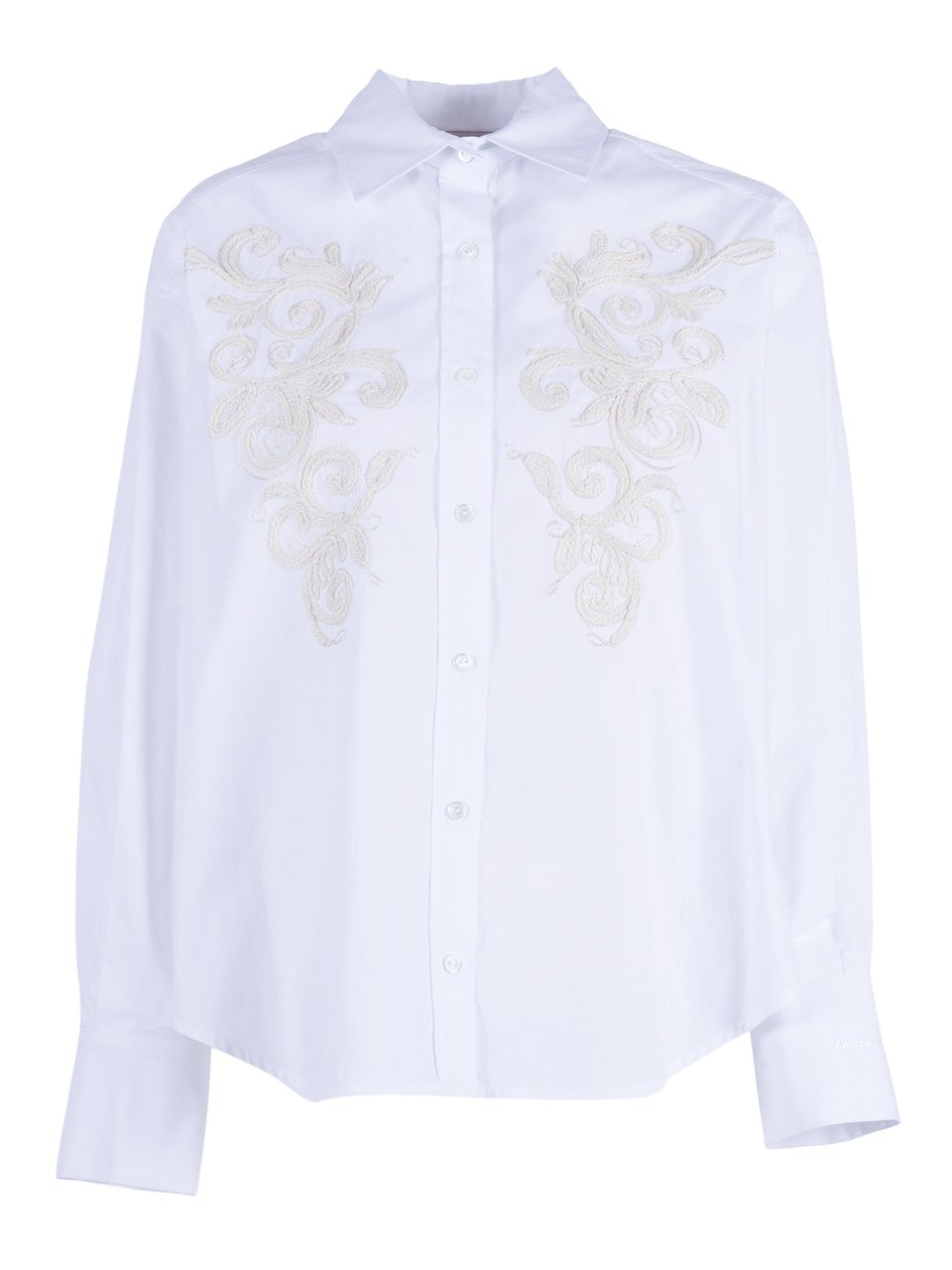 Ermanno Scervino White Embroidered Pleated Shirt Wit