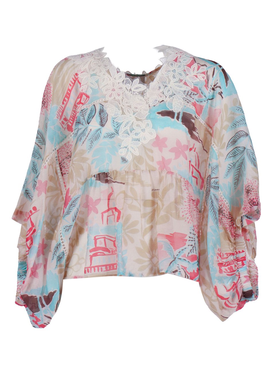 Ermanno Scervino Pastel Lace Abstract Blouse Roze