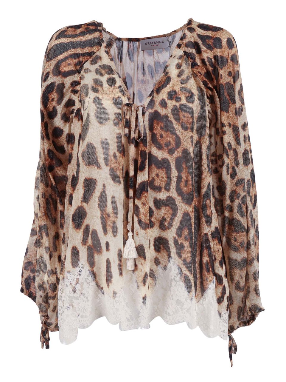 Ermanno Scervino Leopard Print Puff Blouse Roze