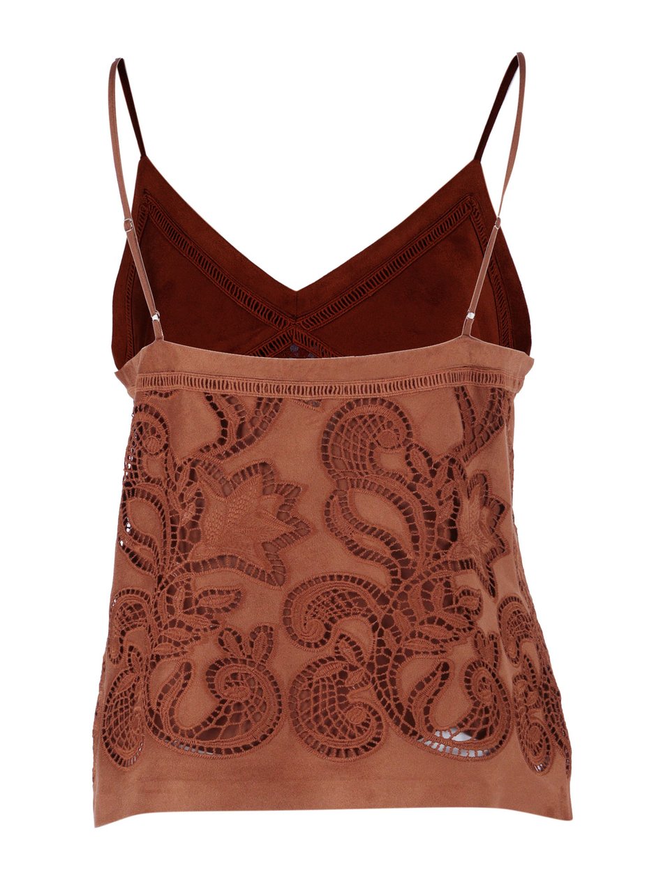 Ermanno Scervino Lace Cut Out Tank Top Bruin