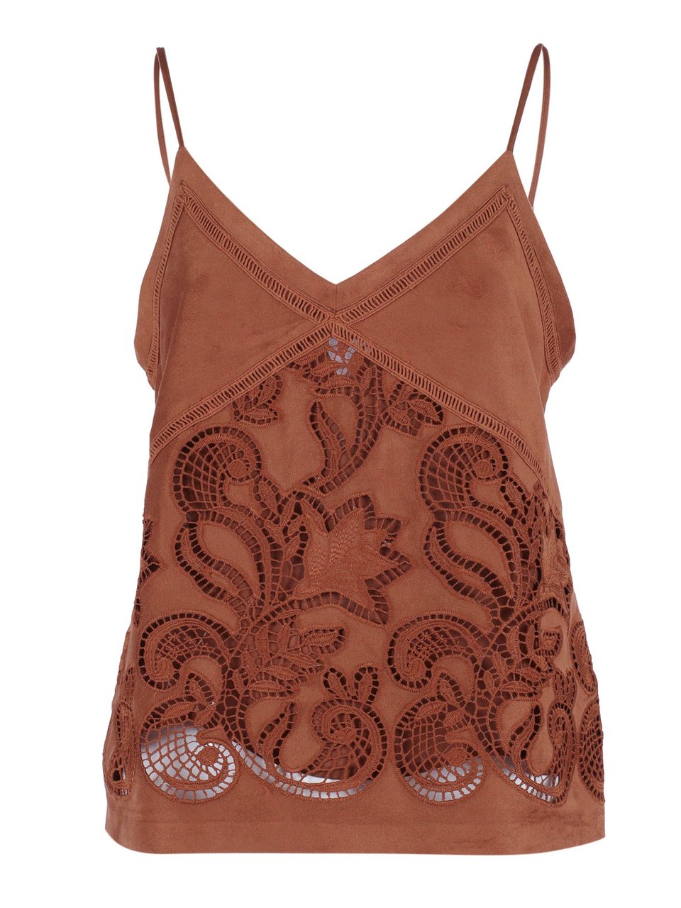 Ermanno Scervino Lace Cut Out Tank Top Bruin