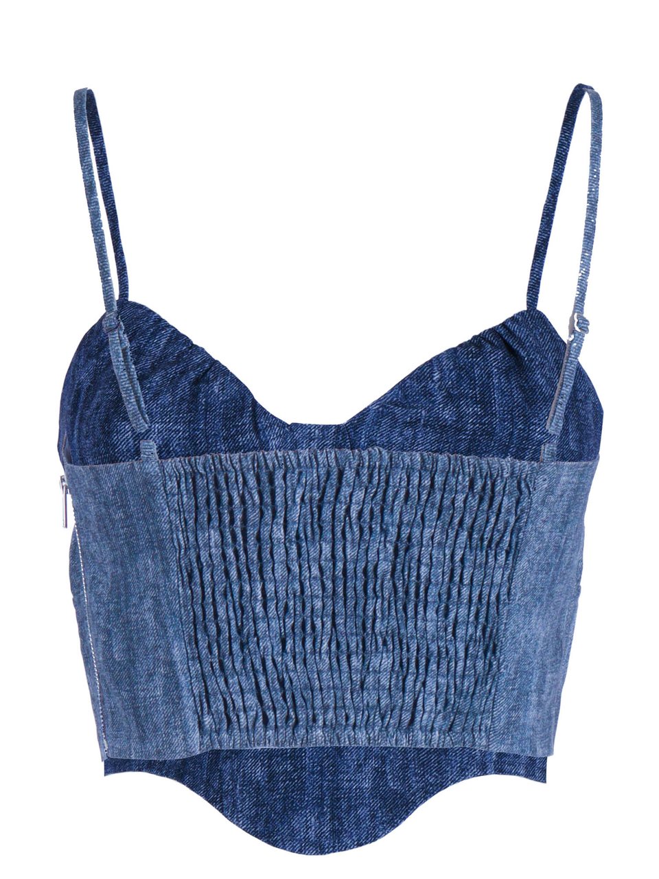 Ermanno Scervino Structured Linen Bustier Tank Top Blauw