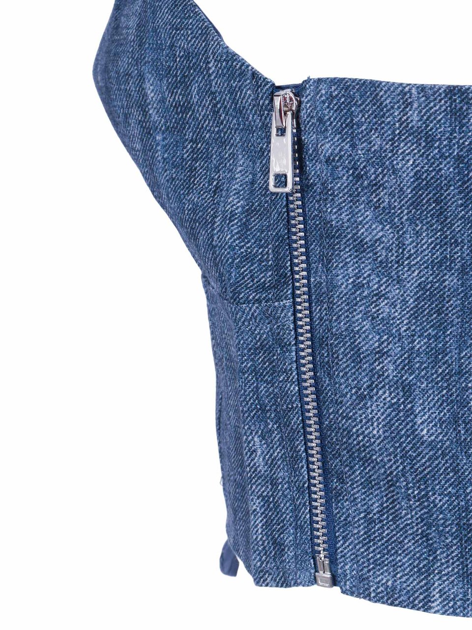 Ermanno Scervino Structured Linen Bustier Tank Top Blauw