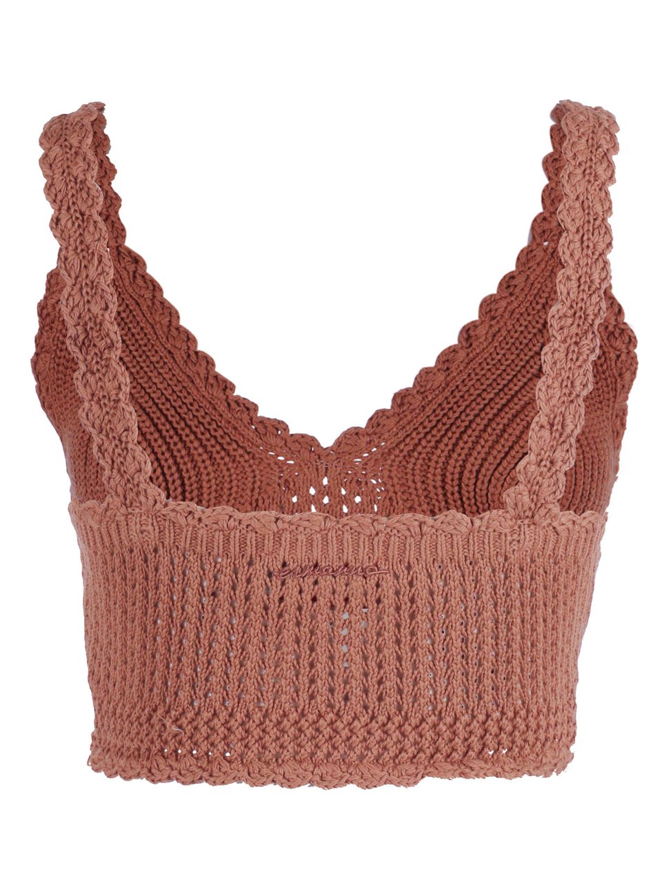Ermanno Scervino Intricate Crochet-Pattern Knitted Crop Top Bruin