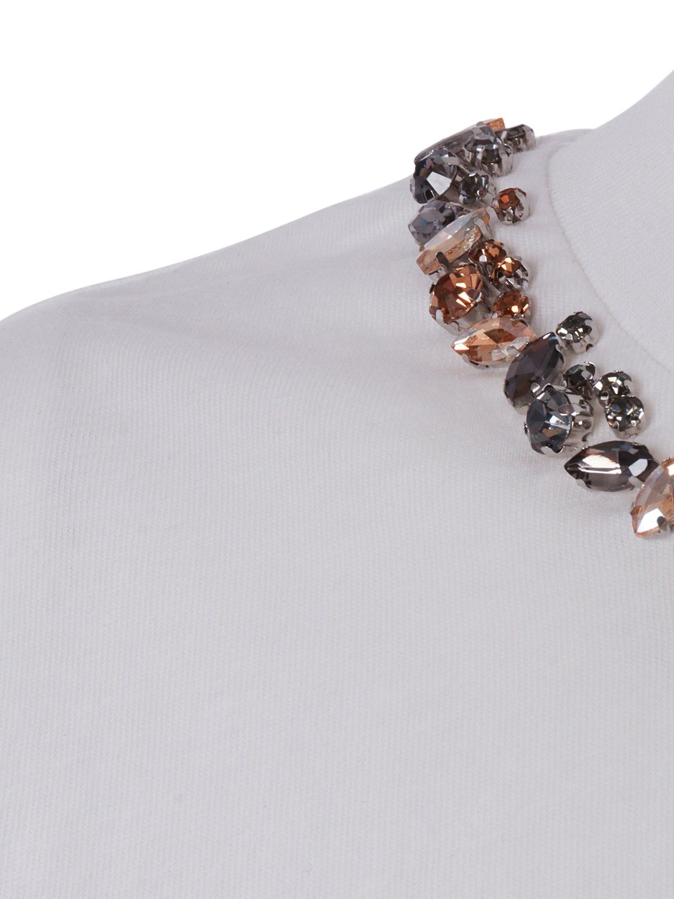 Ermanno Scervino Cropped White Gemstone T-Shirt Wit