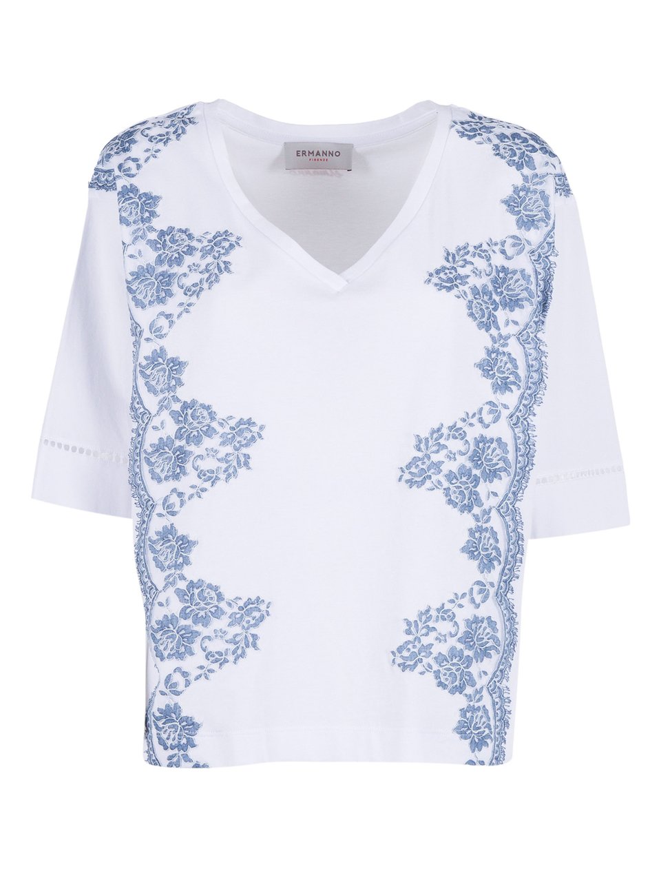 Ermanno Scervino Short Sleeve Embroidered T-Shirt Wit